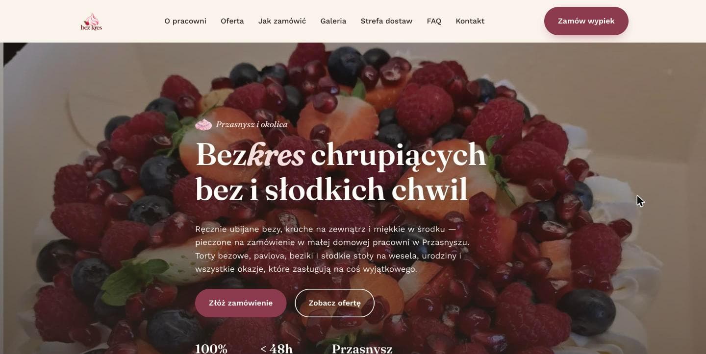 Zrzut ekranu strony głównej bez-kres.pl
